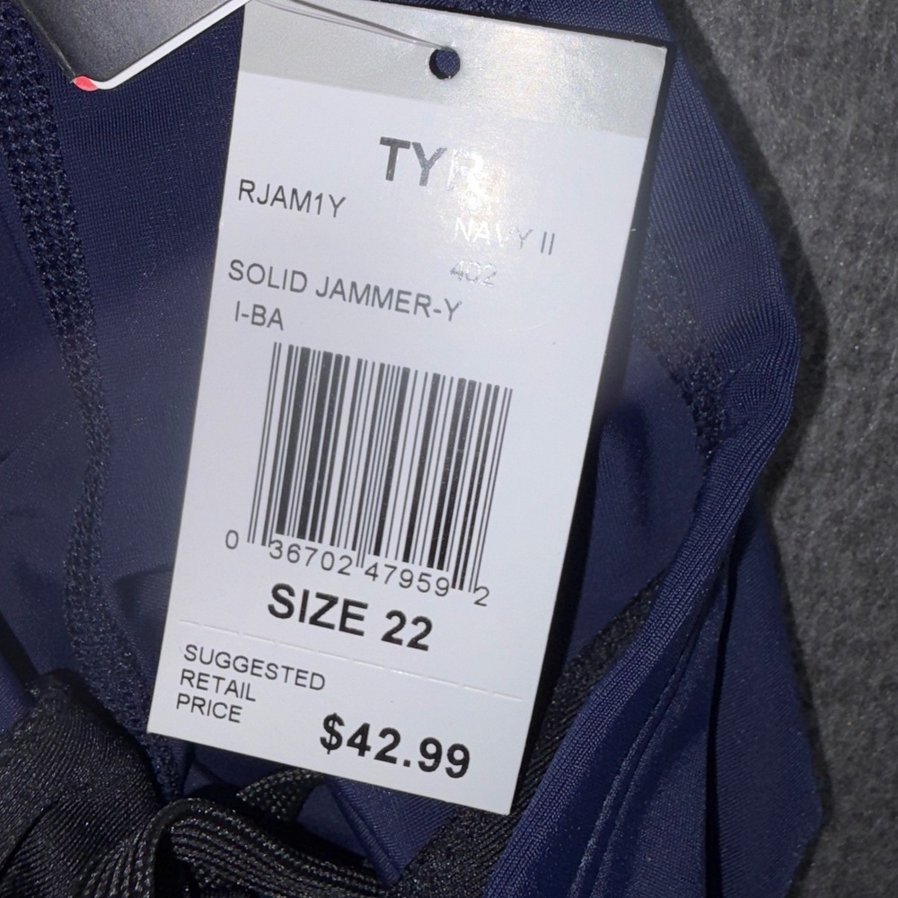 TYR Boys Solid Jammer Swim Shorts Navy Blue Size 22 RJAM1Y UPF 50+ NWT - Picture 5 of 6